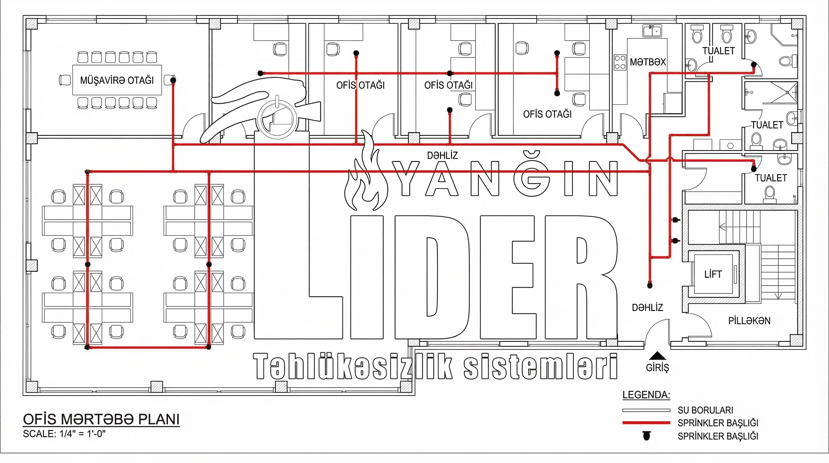 Sprinkler sistemi quraşdırma sxemi